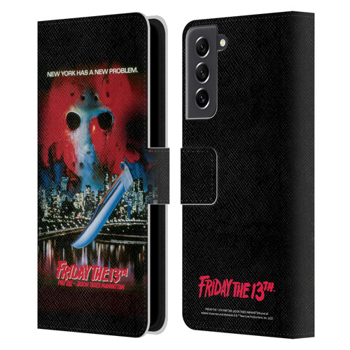 Friday the 13th Part VIII Jason Takes Manhattan Graphics Key Art Leather Book Wallet Case Cover For Samsung Galaxy S21 FE 5G