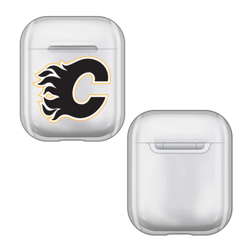 NHL Team Logo 1 Calgary Flames Clear Hard Crystal Cover Case for Apple AirPods 1 1st Gen / 2 2nd Gen Charging Case