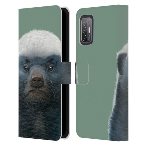 Vincent Hie Animals Honey Badger Leather Book Wallet Case Cover For HTC Desire 21 Pro 5G