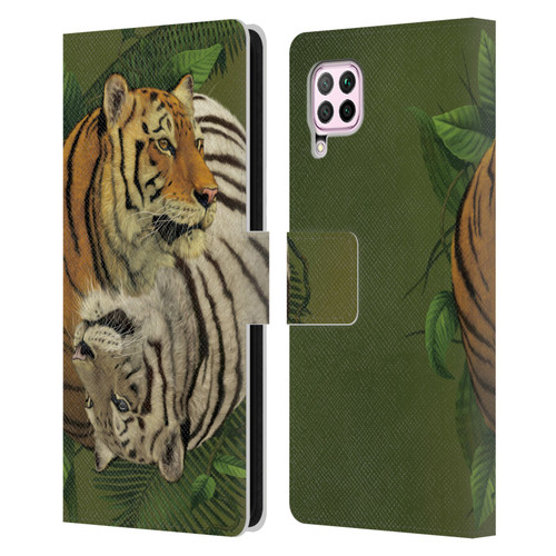 Vincent Hie Animals Tiger Yin Yang Leather Book Wallet Case Cover For Huawei Nova 6 SE / P40 Lite