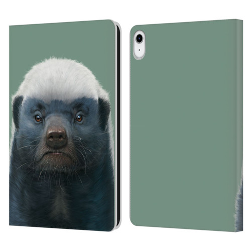 Vincent Hie Animals Honey Badger Leather Book Wallet Case Cover For Apple iPad 10.9 (2022)