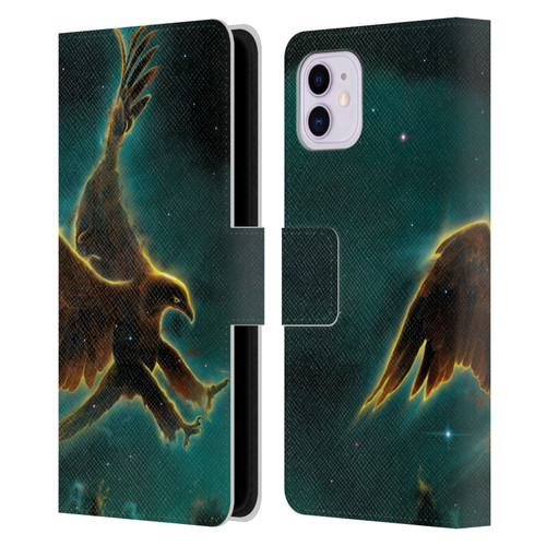 Vincent Hie Animals Eagle Galaxy Leather Book Wallet Case Cover For Apple iPhone 11