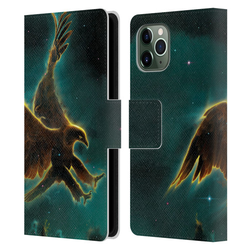 Vincent Hie Animals Eagle Galaxy Leather Book Wallet Case Cover For Apple iPhone 11 Pro