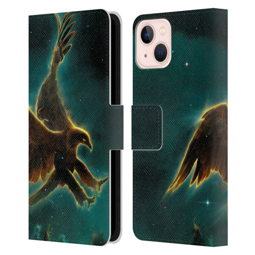 Vincent Hie Animals Eagle Galaxy Leather Book Wallet Case Cover For Apple iPhone 13