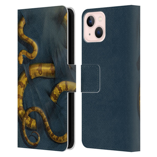 Vincent Hie Animals Snake Leather Book Wallet Case Cover For Apple iPhone 13