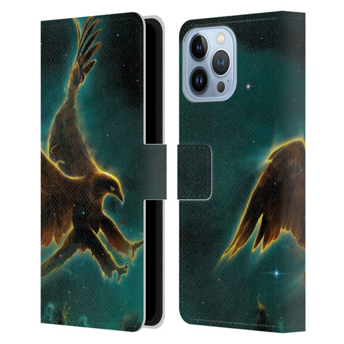 Vincent Hie Animals Eagle Galaxy Leather Book Wallet Case Cover For Apple iPhone 13 Pro Max