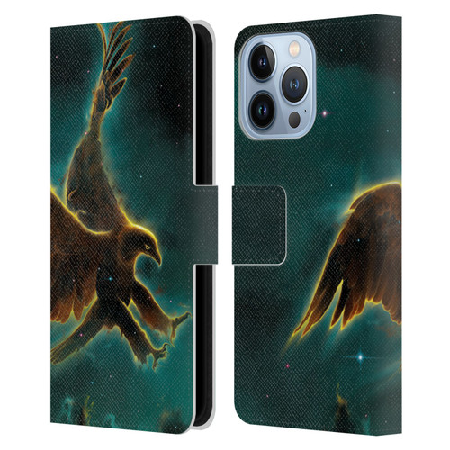 Vincent Hie Animals Eagle Galaxy Leather Book Wallet Case Cover For Apple iPhone 13 Pro