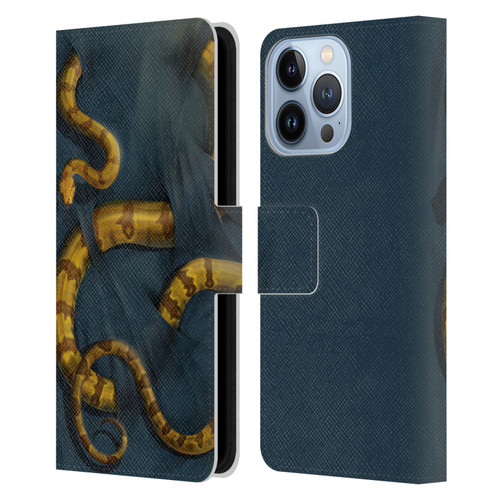 Vincent Hie Animals Snake Leather Book Wallet Case Cover For Apple iPhone 13 Pro