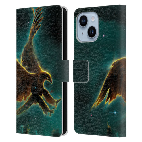 Vincent Hie Animals Eagle Galaxy Leather Book Wallet Case Cover For Apple iPhone 14 Plus