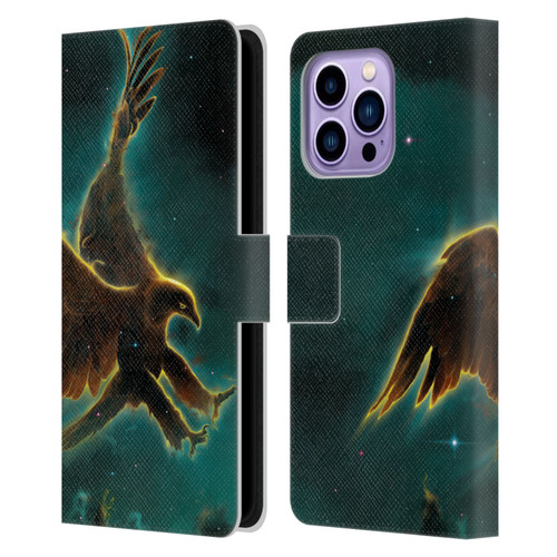 Vincent Hie Animals Eagle Galaxy Leather Book Wallet Case Cover For Apple iPhone 14 Pro Max