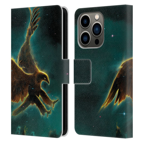 Vincent Hie Animals Eagle Galaxy Leather Book Wallet Case Cover For Apple iPhone 14 Pro