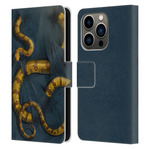Vincent Hie Animals Snake Leather Book Wallet Case Cover For Apple iPhone 14 Pro