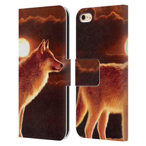 Vincent Hie Animals Sunset Wolf Leather Book Wallet Case Cover For Apple iPhone 6 / iPhone 6s