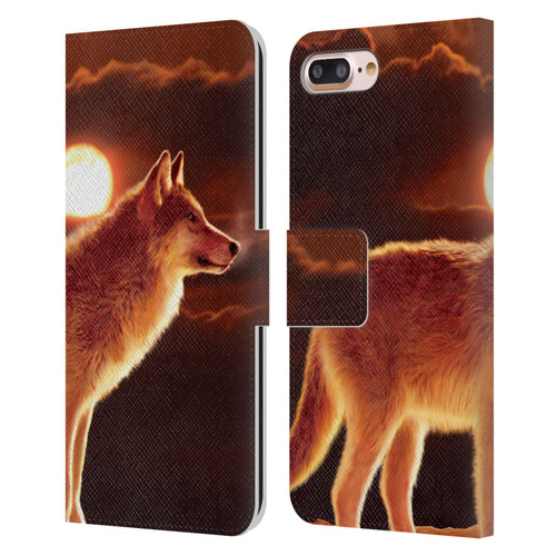 Vincent Hie Animals Sunset Wolf Leather Book Wallet Case Cover For Apple iPhone 7 Plus / iPhone 8 Plus