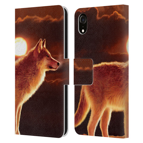 Vincent Hie Animals Sunset Wolf Leather Book Wallet Case Cover For Apple iPhone XR