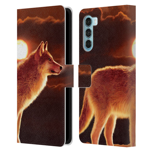 Vincent Hie Animals Sunset Wolf Leather Book Wallet Case Cover For Motorola Edge S30 / Moto G200 5G