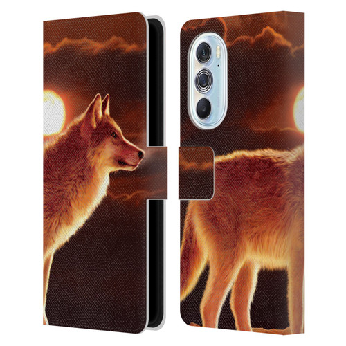 Vincent Hie Animals Sunset Wolf Leather Book Wallet Case Cover For Motorola Edge X30