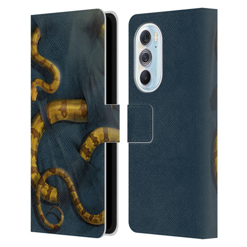 Vincent Hie Animals Snake Leather Book Wallet Case Cover For Motorola Edge X30