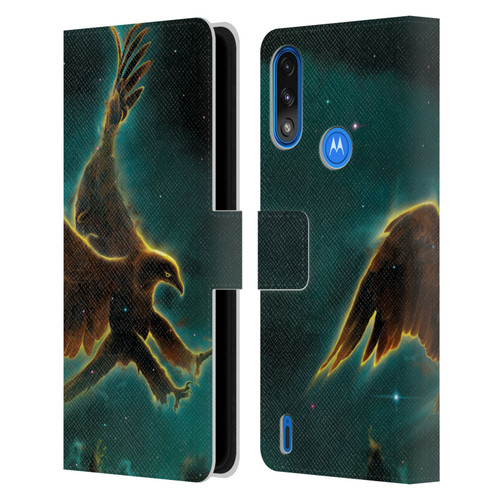 Vincent Hie Animals Eagle Galaxy Leather Book Wallet Case Cover For Motorola Moto E7 Power / Moto E7i Power