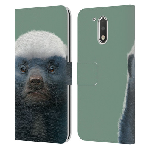 Vincent Hie Animals Honey Badger Leather Book Wallet Case Cover For Motorola Moto G41