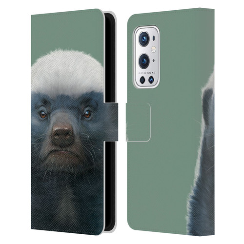 Vincent Hie Animals Honey Badger Leather Book Wallet Case Cover For OnePlus 9 Pro