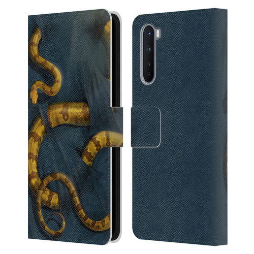 Vincent Hie Animals Snake Leather Book Wallet Case Cover For OnePlus Nord 5G