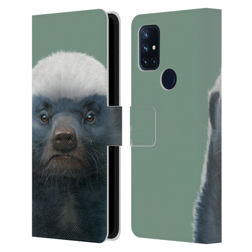 Vincent Hie Animals Honey Badger Leather Book Wallet Case Cover For OnePlus Nord N10 5G