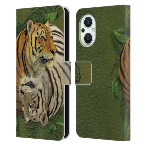 Vincent Hie Animals Tiger Yin Yang Leather Book Wallet Case Cover For OPPO Reno8 Lite