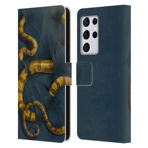 Vincent Hie Animals Snake Leather Book Wallet Case Cover For Samsung Galaxy S21 Ultra 5G
