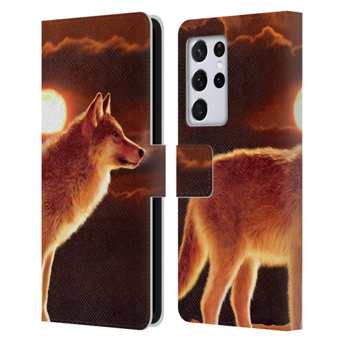 Vincent Hie Animals Sunset Wolf Leather Book Wallet Case Cover For Samsung Galaxy S21 Ultra 5G