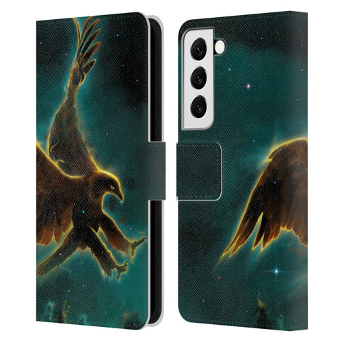 Vincent Hie Animals Eagle Galaxy Leather Book Wallet Case Cover For Samsung Galaxy S22 5G