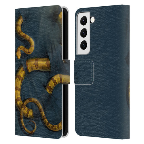 Vincent Hie Animals Snake Leather Book Wallet Case Cover For Samsung Galaxy S22 5G