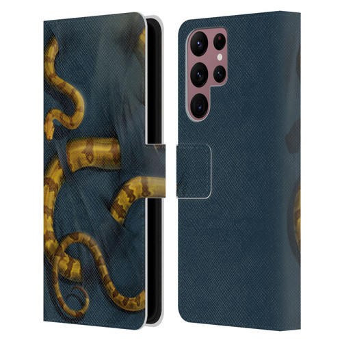 Vincent Hie Animals Snake Leather Book Wallet Case Cover For Samsung Galaxy S22 Ultra 5G