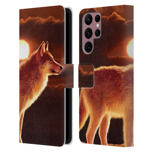 Vincent Hie Animals Sunset Wolf Leather Book Wallet Case Cover For Samsung Galaxy S22 Ultra 5G