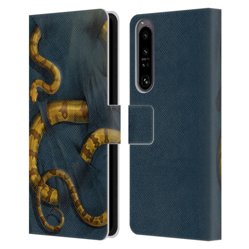 Vincent Hie Animals Snake Leather Book Wallet Case Cover For Sony Xperia 1 IV