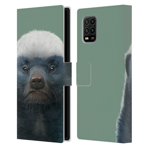 Vincent Hie Animals Honey Badger Leather Book Wallet Case Cover For Xiaomi Mi 10 Lite 5G