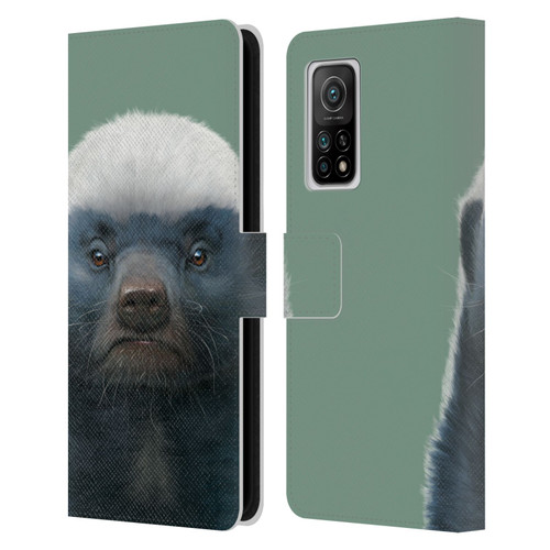 Vincent Hie Animals Honey Badger Leather Book Wallet Case Cover For Xiaomi Mi 10T 5G