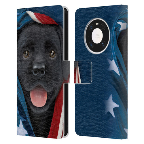 Vincent Hie Canidae Patriotic Black Lab Leather Book Wallet Case Cover For Huawei Mate 40 Pro 5G