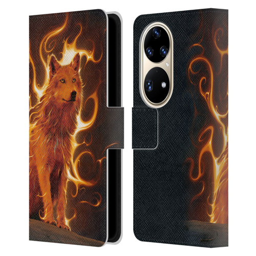 Vincent Hie Canidae Wolf Phoenix Leather Book Wallet Case Cover For Huawei P50 Pro