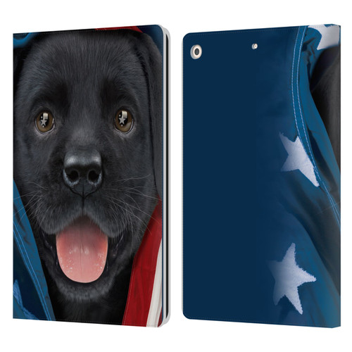 Vincent Hie Canidae Patriotic Black Lab Leather Book Wallet Case Cover For Apple iPad 10.2 2019/2020/2021