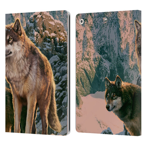 Vincent Hie Canidae Wolf Couple Leather Book Wallet Case Cover For Apple iPad 10.2 2019/2020/2021