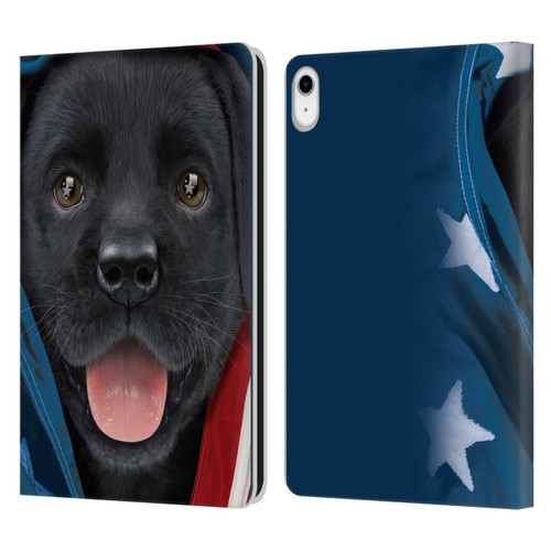 Vincent Hie Canidae Patriotic Black Lab Leather Book Wallet Case Cover For Apple iPad 10.9 (2022)