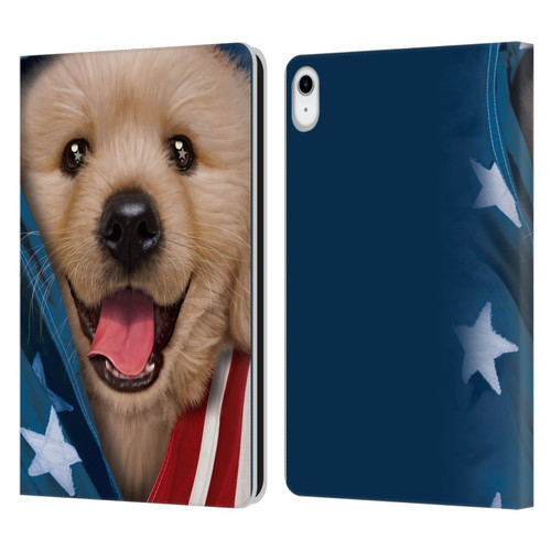 Vincent Hie Canidae Patriotic Golden Retriever Leather Book Wallet Case Cover For Apple iPad 10.9 (2022)