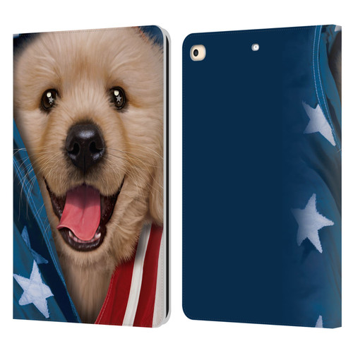Vincent Hie Canidae Patriotic Golden Retriever Leather Book Wallet Case Cover For Apple iPad 9.7 2017 / iPad 9.7 2018