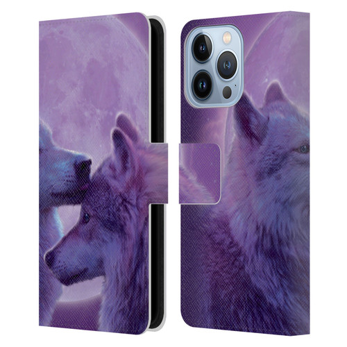 Vincent Hie Canidae Loving Wolves Leather Book Wallet Case Cover For Apple iPhone 13 Pro