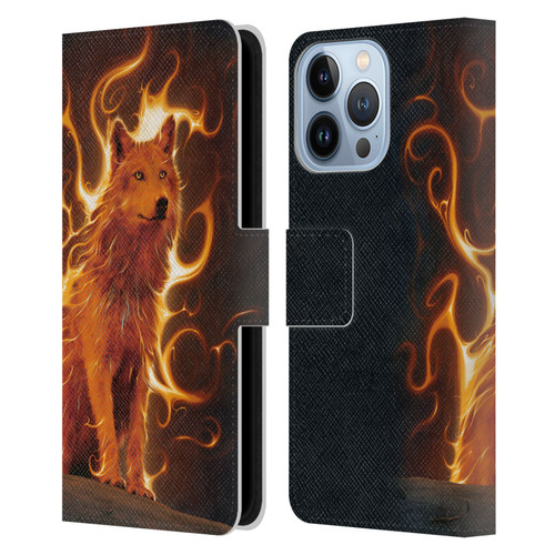 Vincent Hie Canidae Wolf Phoenix Leather Book Wallet Case Cover For Apple iPhone 13 Pro