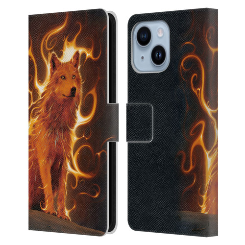 Vincent Hie Canidae Wolf Phoenix Leather Book Wallet Case Cover For Apple iPhone 14 Plus