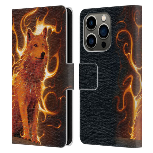 Vincent Hie Canidae Wolf Phoenix Leather Book Wallet Case Cover For Apple iPhone 14 Pro