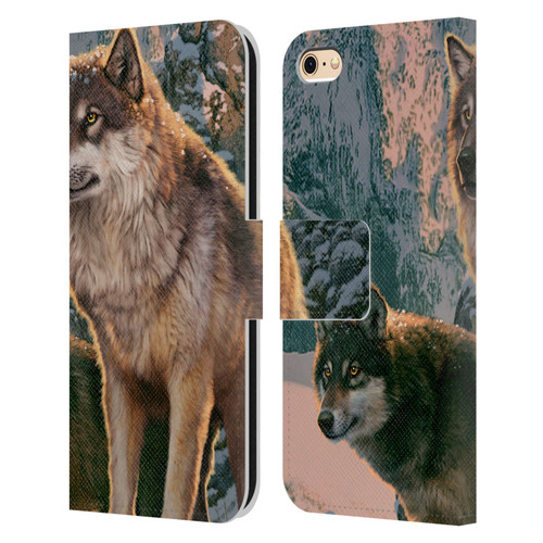 Vincent Hie Canidae Wolf Couple Leather Book Wallet Case Cover For Apple iPhone 6 / iPhone 6s