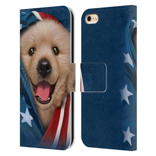 Vincent Hie Canidae Patriotic Golden Retriever Leather Book Wallet Case Cover For Apple iPhone 6 / iPhone 6s